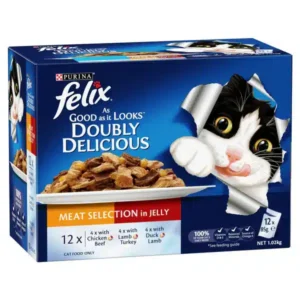 FELIX – Adult Doubly Delicious Meat Selection in Jelly Wet Cat Food (85g x 12pk)