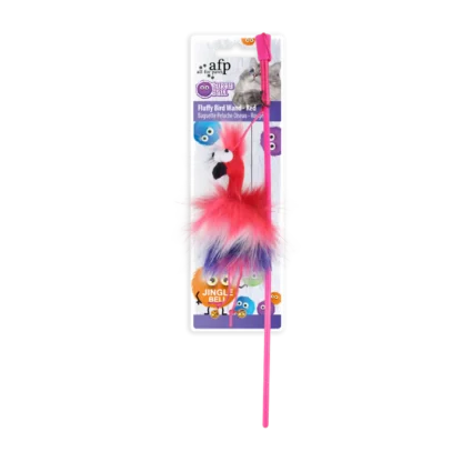 Furry Ball - Fluffy Bird Wand - Red